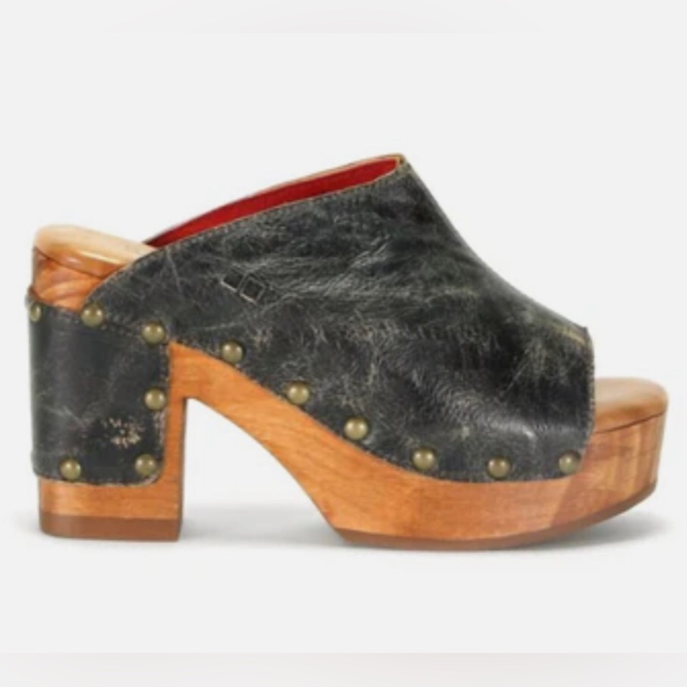🔴SOLD Bed Stu DEVA Mule Clogs Platform Sandal Black Lux Distressed Leather - Picture 14 of 14